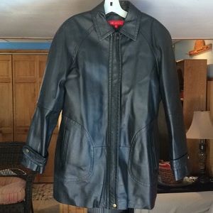Anne Klein heavy black leather jacket